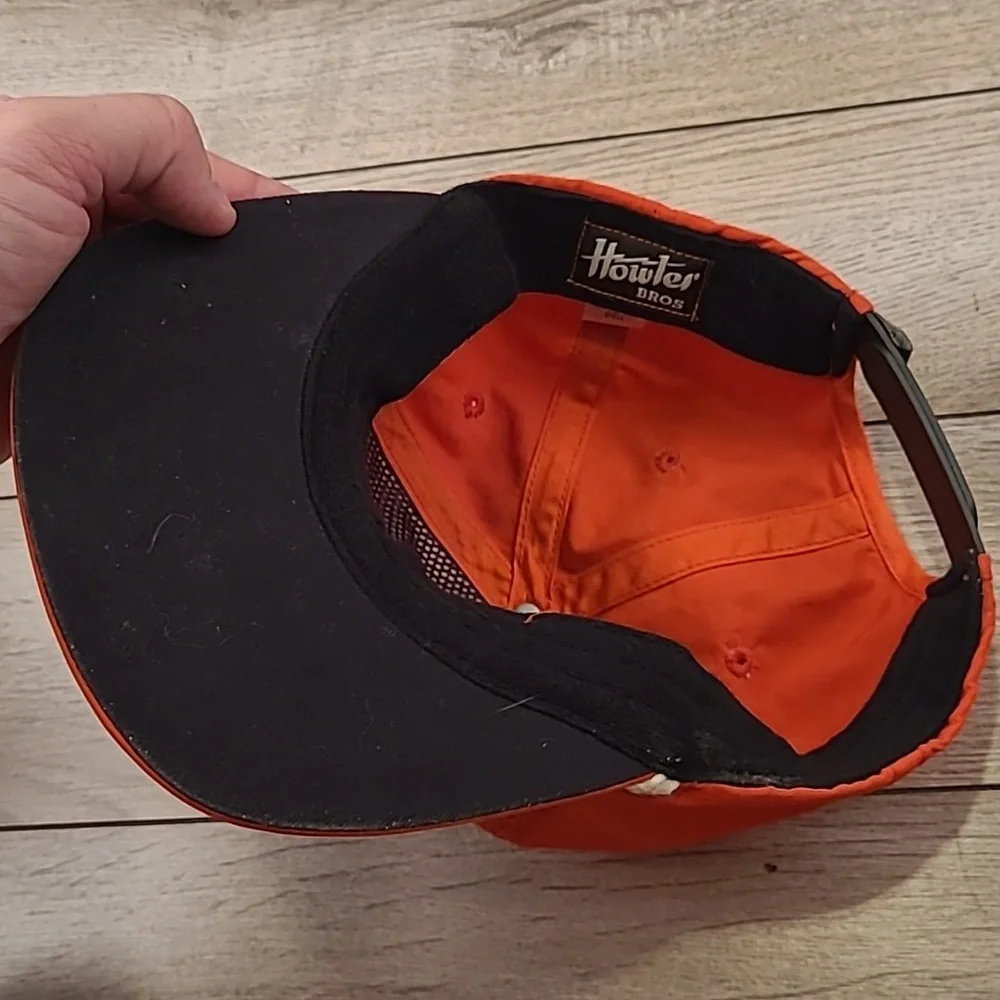 HOWLER BROS Orange Flat Bill Spellout‎ Logo Mens Snapback Casual Preppy Hat Cap